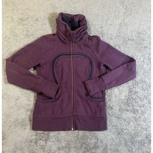 Lululemon Womens Scuba Purple Full Zip Thumb Slits No Hoodie Sherpa Neck Size 10